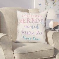 Zoomie Kids Jarret Personalized Cute Little Mermaid Throw Pillow ZMIE6921